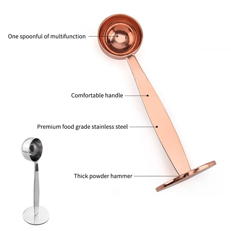 

2 in 1 Stainless Steel Coffee Spoon Standard Measuring Spoon Dual Purpose Bean Spoon Powder Spoon Coffee Powder Spoon