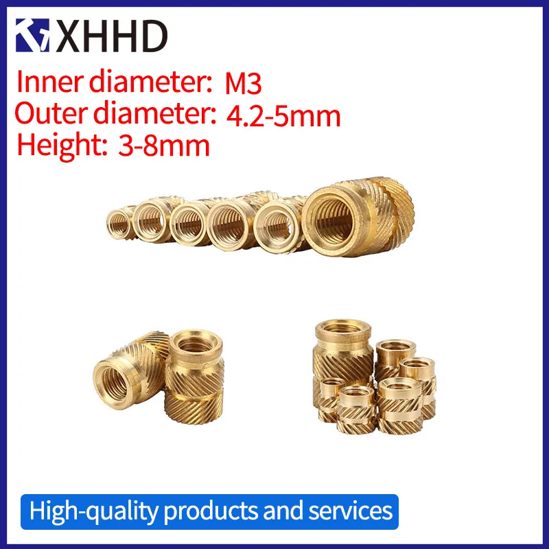 

M3 100Pcs Insert Knurled Nuts Brass Hot Melt Inset Nuts Heating Molding Copper Thread Inserts Nut