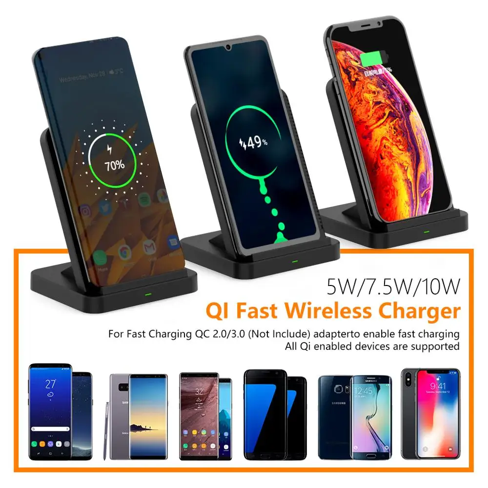 tongdaytech 10w qi fast wireless charger quick charge built in fan for iphone xs 8 xr 11 pro max samsung s20 s10 s9 plus xiaomi free global shipping