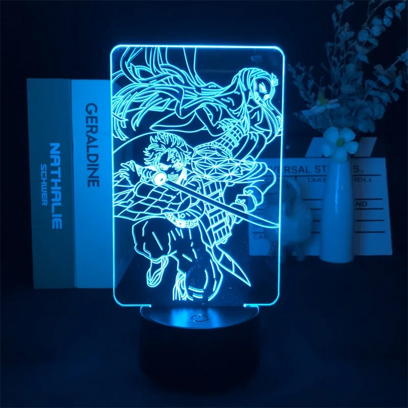 

Demon Slayer Kamado Nezuko Japanese Anime Manga Directly Supply 3D Led Night Light Alarm Clock Base Color Changing Table Kids