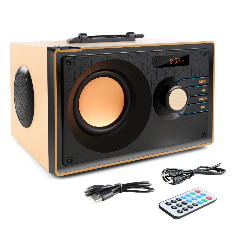 Деревянная Bluetooth колонка беспроводной Сабвуфер уличная стереоколонка MP3