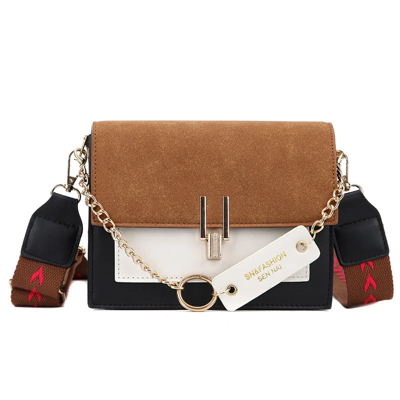 

New Luxury Women Shoulder Bag Fashion Mini Handbags Ins Chain Retro Wide Strap Crossbody Bag Ladies Purse Cell Phone Holder