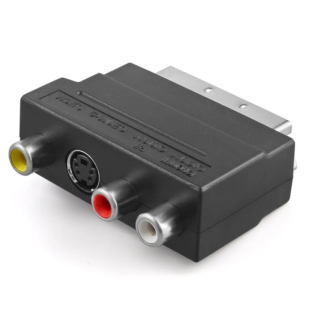 RGB Scart К 3 RCA S Video адаптер Композитный SVHS AV ТВ аудио для видео DVD рекордер