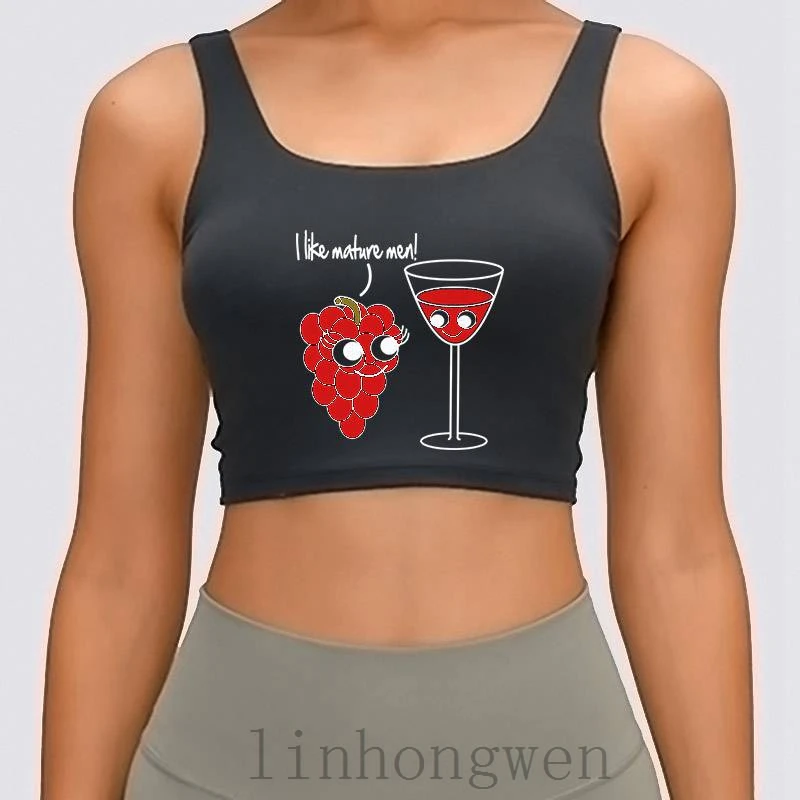 I Like Mature Grape Wine Vector Women Tank Top New Style Printing Costume S-XXXXXL Cotton Crop Top