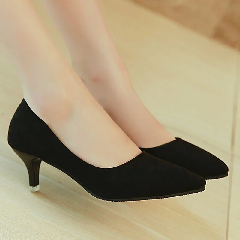 

Akexiya Woman Simple Office Shoes Fashion Pointed Toe Woman Pump Group Shallow High Heel PU Women's Party Shoes Plus Size 34-43