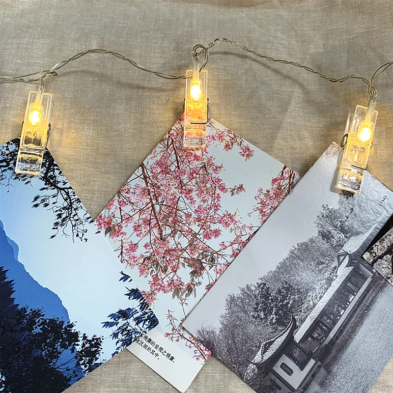 USB 1M 10LED Garland Card Photo Clip Led String Fairy Light Christmas Holiday Wedding Valentines Home Bedroom Decoration | Лампы и