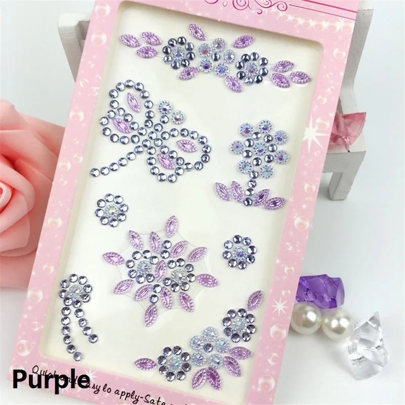 CA472-Purple 1 лист акриловые стрекозы искусственные бриллианты с повторяющимся цветом DIY Ручная работа телефон украшение автомобиля Скрапбукинг Ремесло стикер кристалл аксессуары - Цвет: CA472-Purple