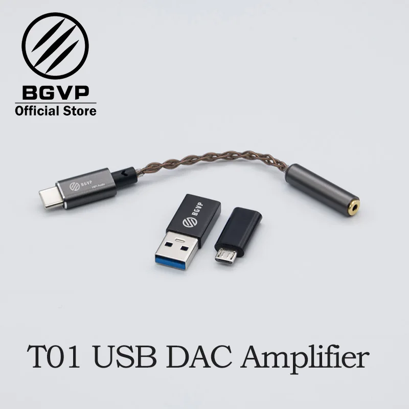BGVP T01 USB DAC Hi-Fi аудиоусилитель type-c MicroUSB с адаптером, совместимым с сотовый телефон ПК Windows OS
