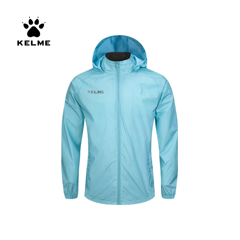 

KELME Men's Windbreaker Running Jacket Soccer Kid Hooded Windproof Coat Training Waterproof Reflective Jacket Quick Dry 3801241