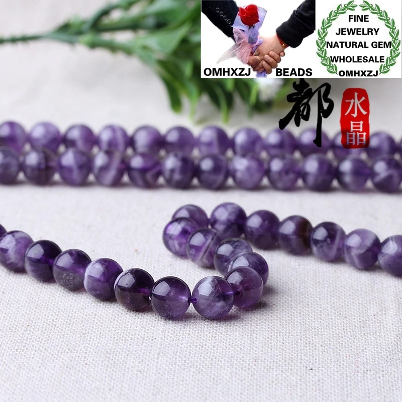

OMHXZJ Wholesale ZB203 4 6 8 10 12mm DIY Bracelet Necklace Jewelry Accessories Natural Stone Fine 7A Dream Amethyst Round Beads
