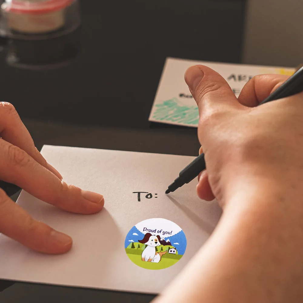 1 Zoll Gesichtsaufkleber für Kinder 500 Stück/Rolle Belohnungsaufkleber 'WOW! „You DID IT' Encourage“-Etiketten, Motivationsaufkleber mit niedlichen Tieren – Detail 3