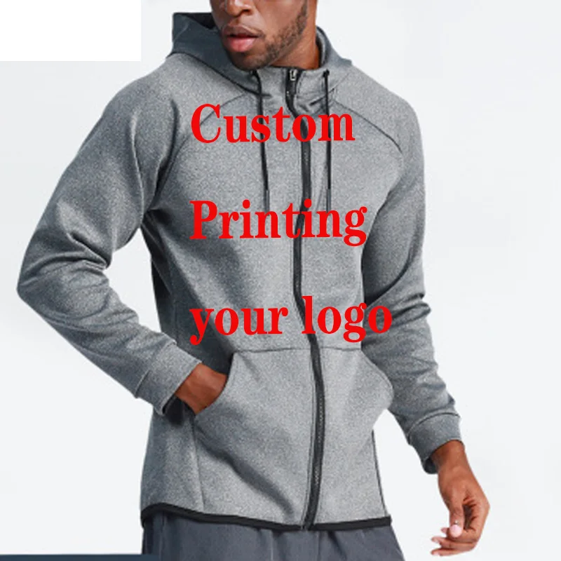 

Customize Clothes Custom Hoody Logo Text heat Print Men Team Customize training Sweatshirt Personalized outdoor zipper