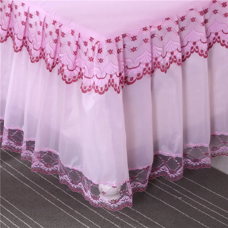 Кружева покрывало кровать юбка 1/3 шт постельное белье с оборками простыня хлопок