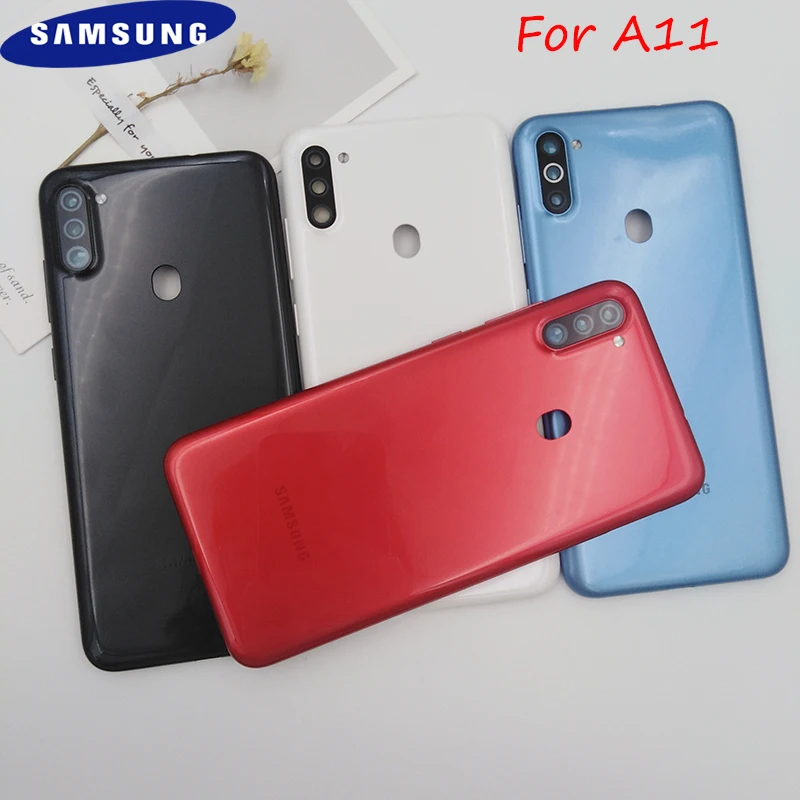 

Samsung Galaxy A11 A115 SM-A115F/пластиковая задняя крышка батарейного отсека задняя дверь корпус панель сменный корпус с камера объектив + наклейки