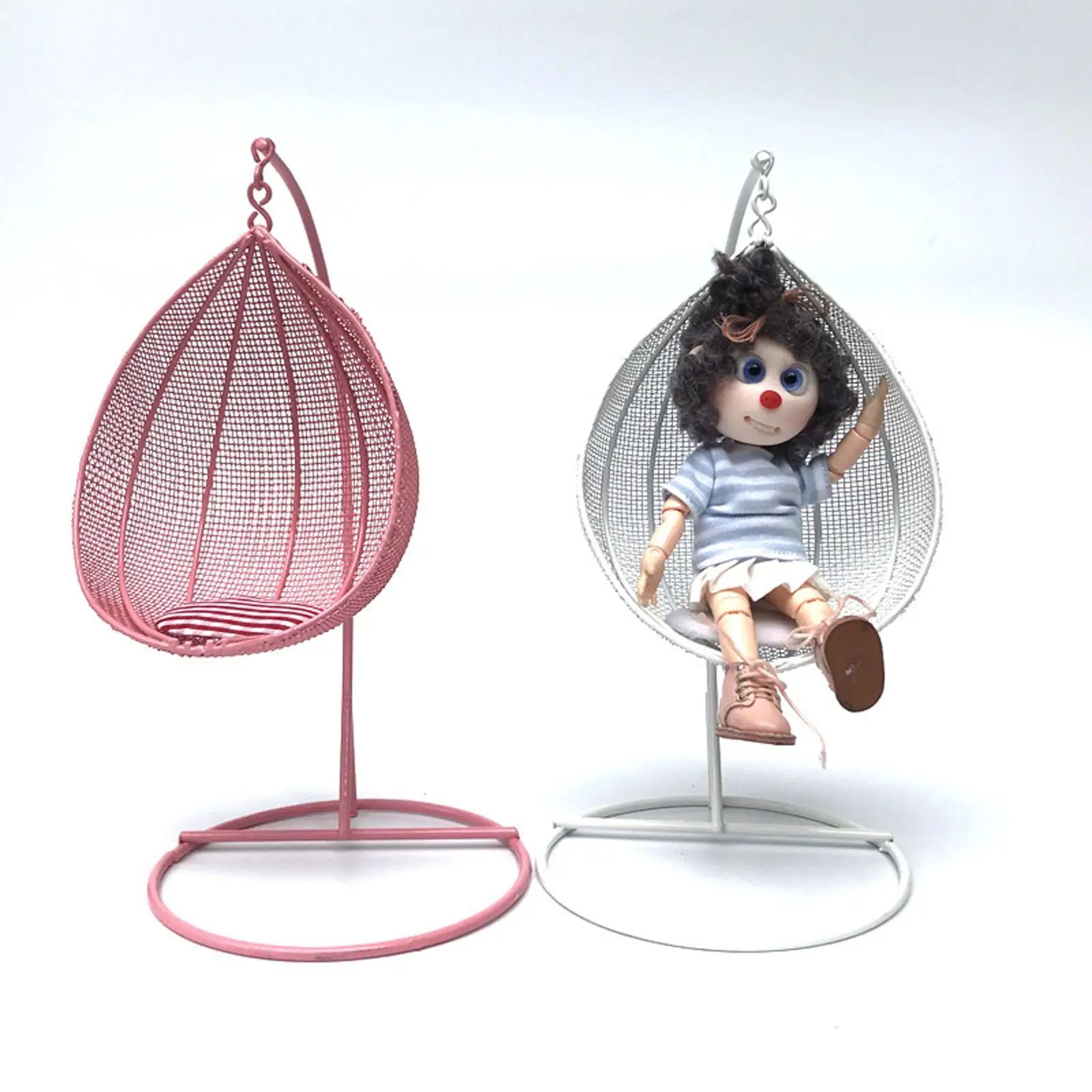 

1:12 Dollhouse Metal Miniature Swing Chair Dolls House Props DIY Craft Decor