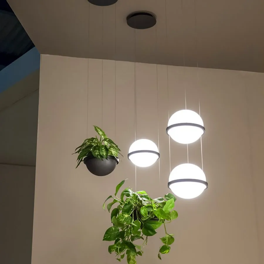 Satılık Uzun Kordon Bitkiler Deco Avize Asılı Cam Küre Saksı Lambası Modern Sanatsal Dubleks Daire Spiral Merdiven Kolye Lamba