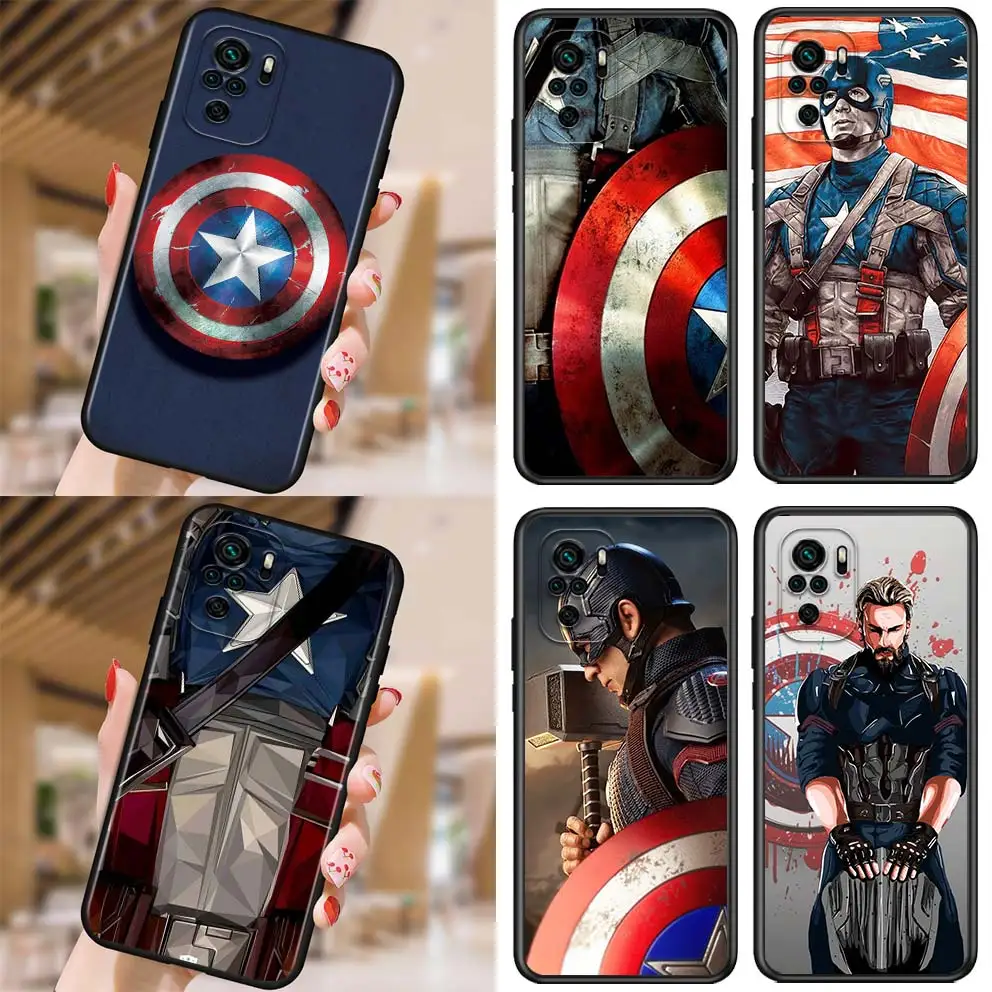 

Marvel Avengers Captain America for Xiaomi Redmi Note 10 10S 9 9T 9S 9Pro Max 8T 8Pro 8 7 6 5 Pro 4X Soft Black Phone Case