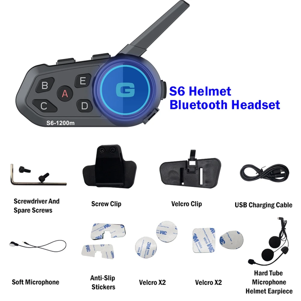 Motorcycle Helmet Bluetooth Headset 1200m LongDistance Bluetooth Group Intercom Communication System Motorcycle Helmet Headphone