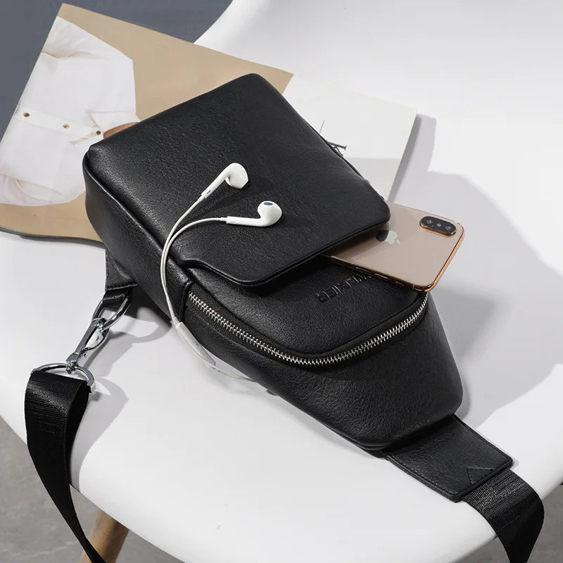 Мужская кожаная мужская нагрудная сумка Повседневная функциональная модная на