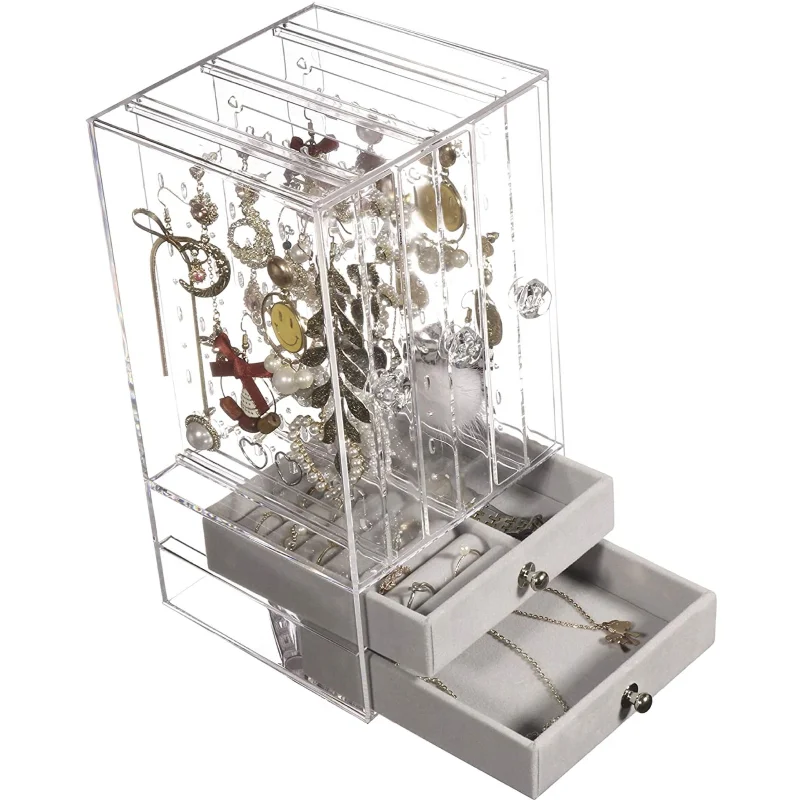 

Transparent Multi-layer Jewelry Box Dustproof Display Rack Large Capacity Three-dimensional Earrings Necklace Storage Box