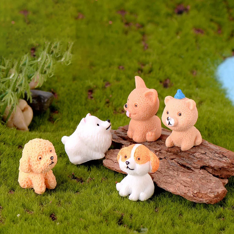 

Lovely Gifts Resin Dog Ornament Cute 1Pcs Mini Puppy Dolls Auto Interior Decor Micro Landscape Family Decoration