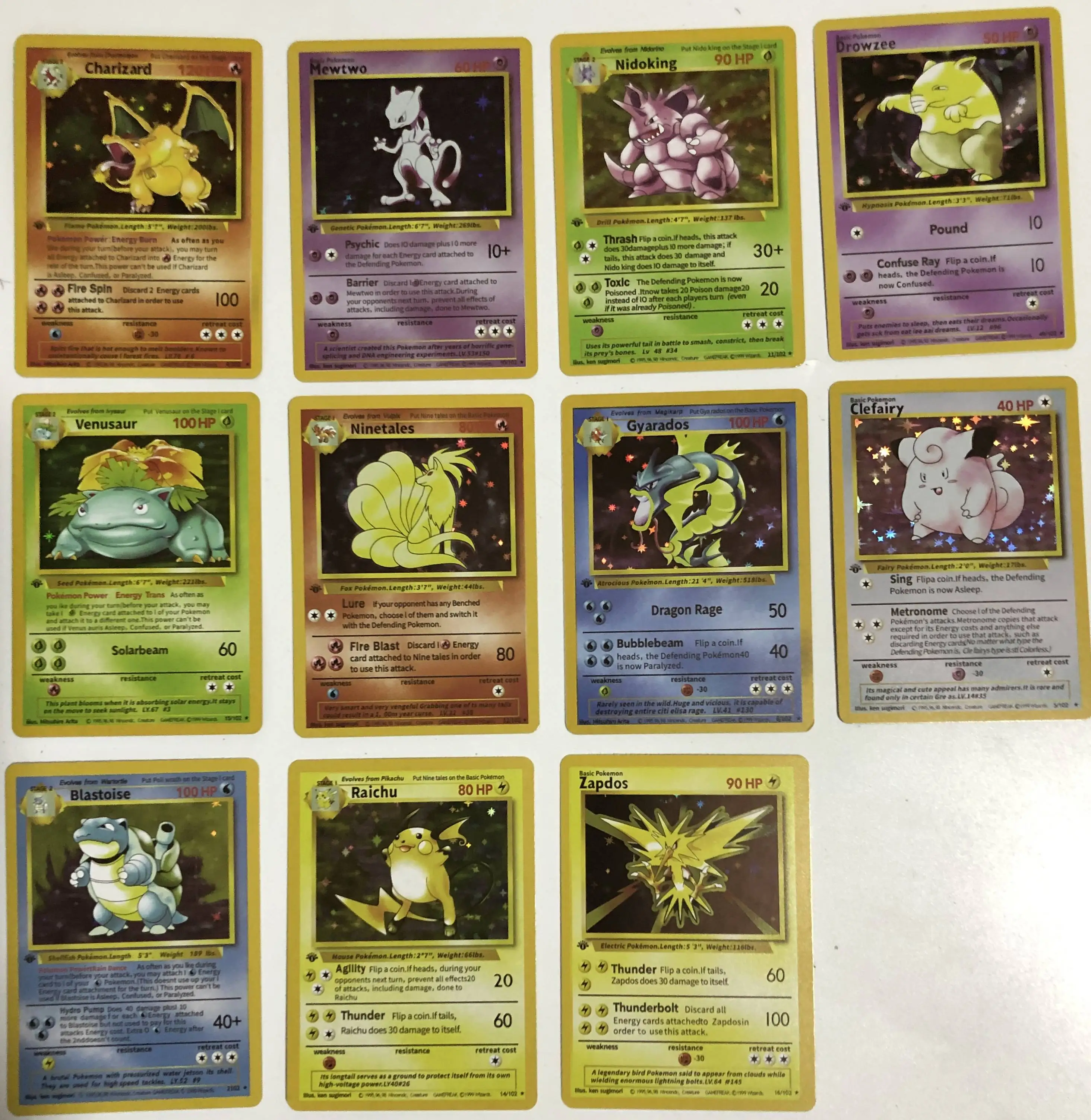 

10 шт. + 1 1996 первое издание, карты памяти Pokemon, Charizard blastise Venusaur ninetals Mewtwo Zapdos игровая коллекция карт