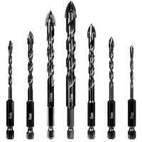 7 pc set carbide ceramic tile hole drill bit household construction essential accessories household diy tools black glass drills