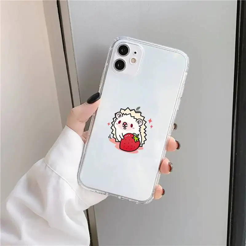 

Animal lovely cartoon hedgehog Phone Case Transparent for iPhone 11 12 mini pro XS MAX 8 7 6 6S Plus X 5S SE 2020 XR