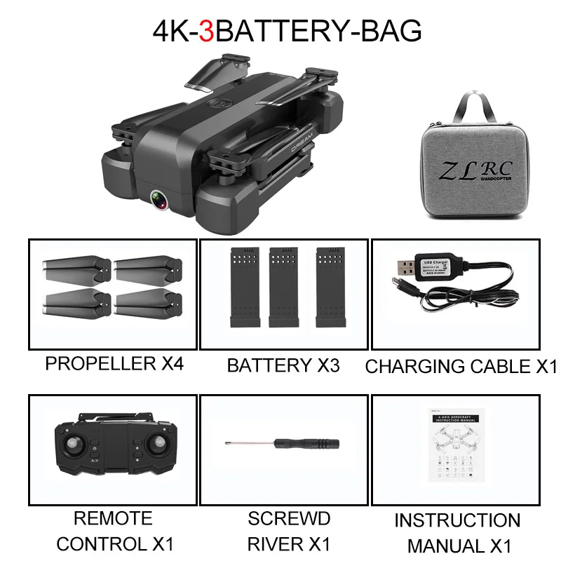 4K 3B Bag SG706 Квадрокоптер Дрон 4K 1080P двойная камера WiFi FPV оптический поток Профессиональный радиоуправляемый Дрон складной Квадрокоптер игрушки - Цвет: 4K 3B Bag