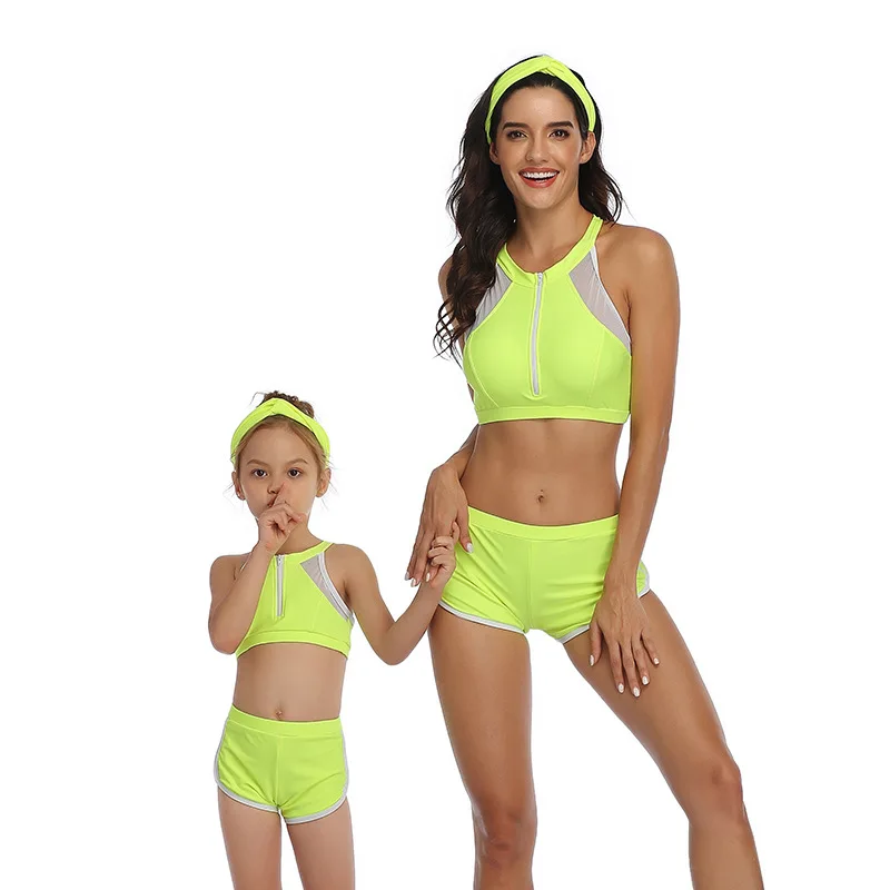 

WESAY JESI Women's Swimsuit 2021 Mother Daughter 2Pcs Set Shoulder Family Matching Swimwear Mommy Bikini Clothes Beach Bathin