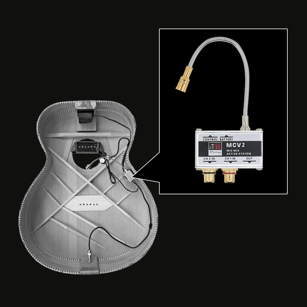 Микрофон MCV2 для акустической гитары + накладная двойная система захвата активный