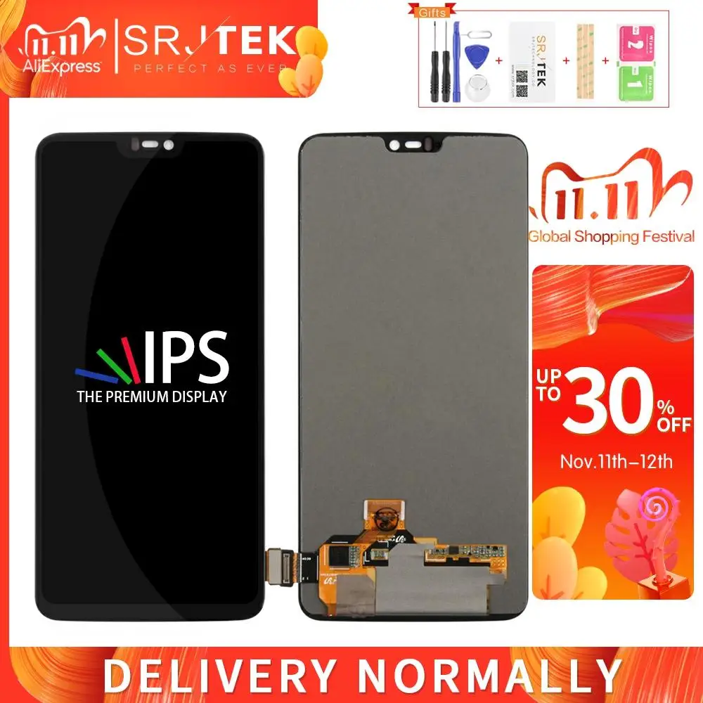 ЖК дисплей AMOLED для Oneplus 6 сенсорный экран с дигитайзером и панелью в сборе рамка 1 +