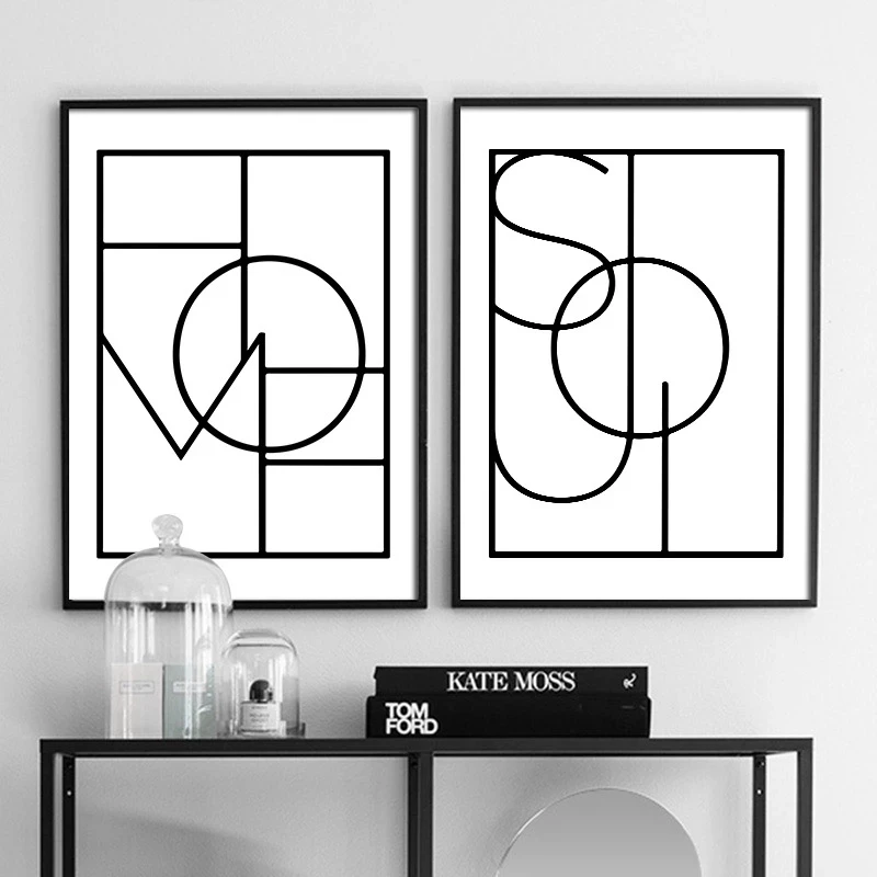 

Black and White Lines Abstract Art Canvas Painting Living Room Bedroom Cafe Internet Nordic Style Wall Art Pictures