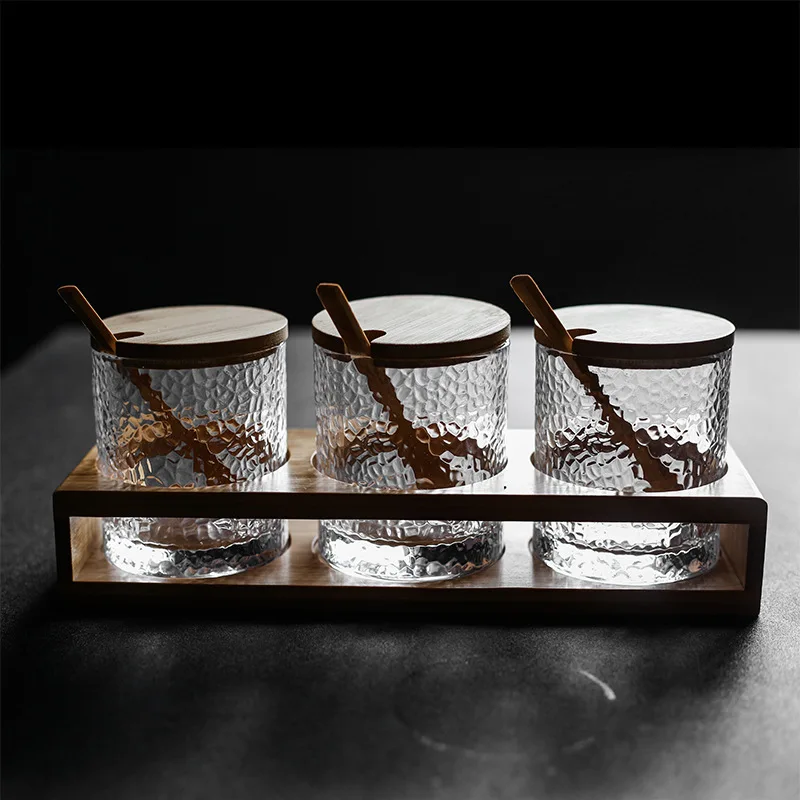 Японский стиль молоток стеклянная приправа баночка из трех частей Кухонный