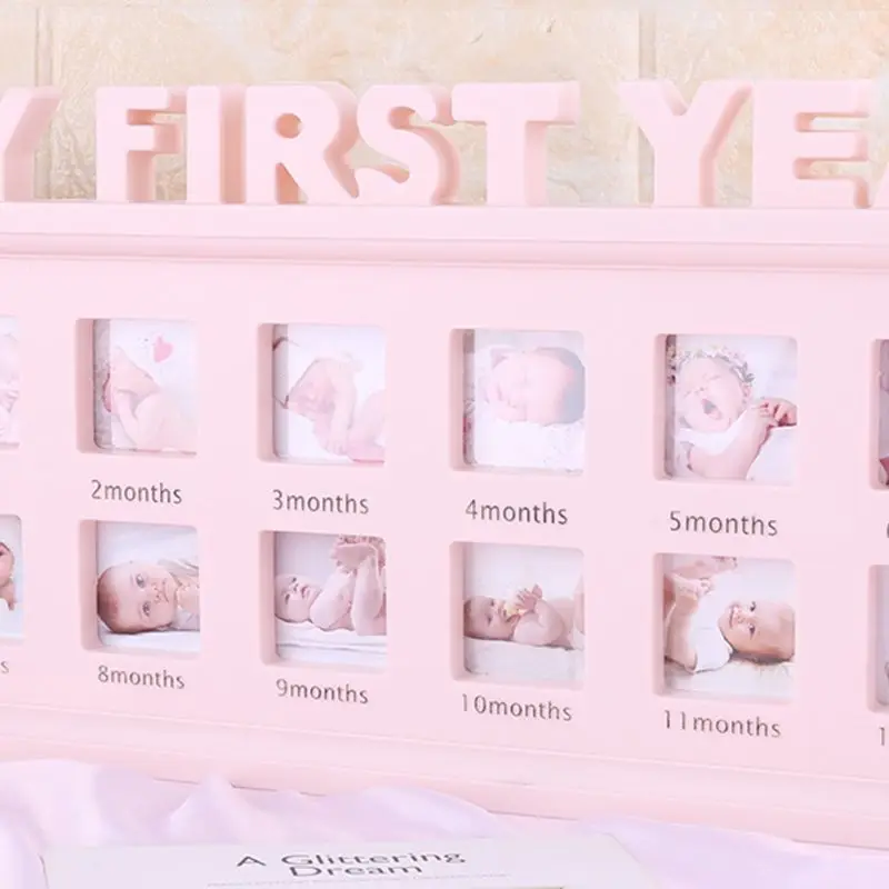 

Creative DIY 0-12 Month Baby "MY FIRST YEAR" Pictures Display Plastic Photo Frame Souvenirs Commemorate Kids Growing Memory Gift