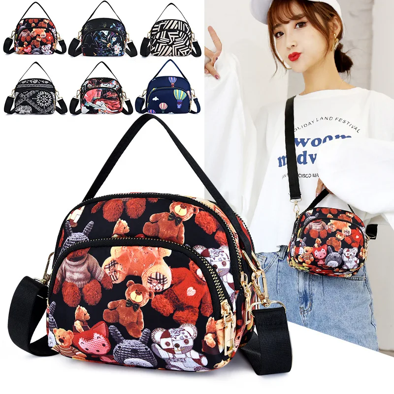 

Waterproof Oxford Women Shoulder Bags 2021 New Casual Mini Handbag Lady Four-layer Zipper Fashion Print Crossbody Bags Totes