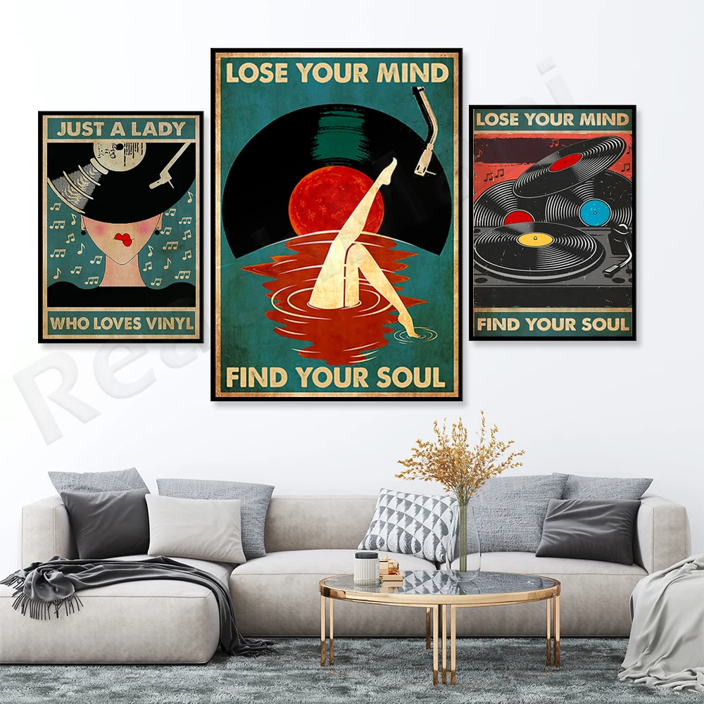 

Lose your mind, find your soul poster, vinyl record music canvas printed wall art poster, gift for music lovers