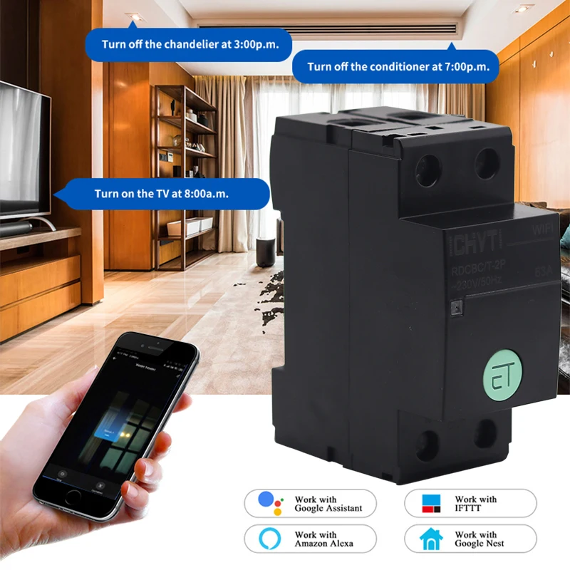 Interruptor de Interruptor Inteligente com Alexa Casa para Casa Tuya Wifi Google Inteligente 63a 3 63a tuya wifi interruptor de interruptor inteligente