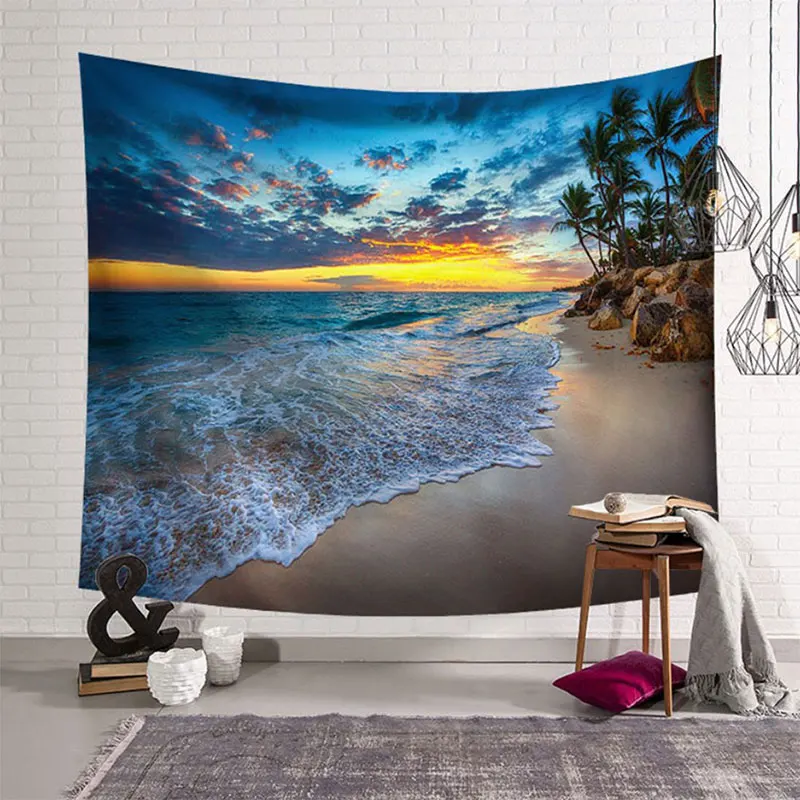 

Beach Tapestry Wall Hanging Tradition Style Room Bedspread Home Tapestry Decor