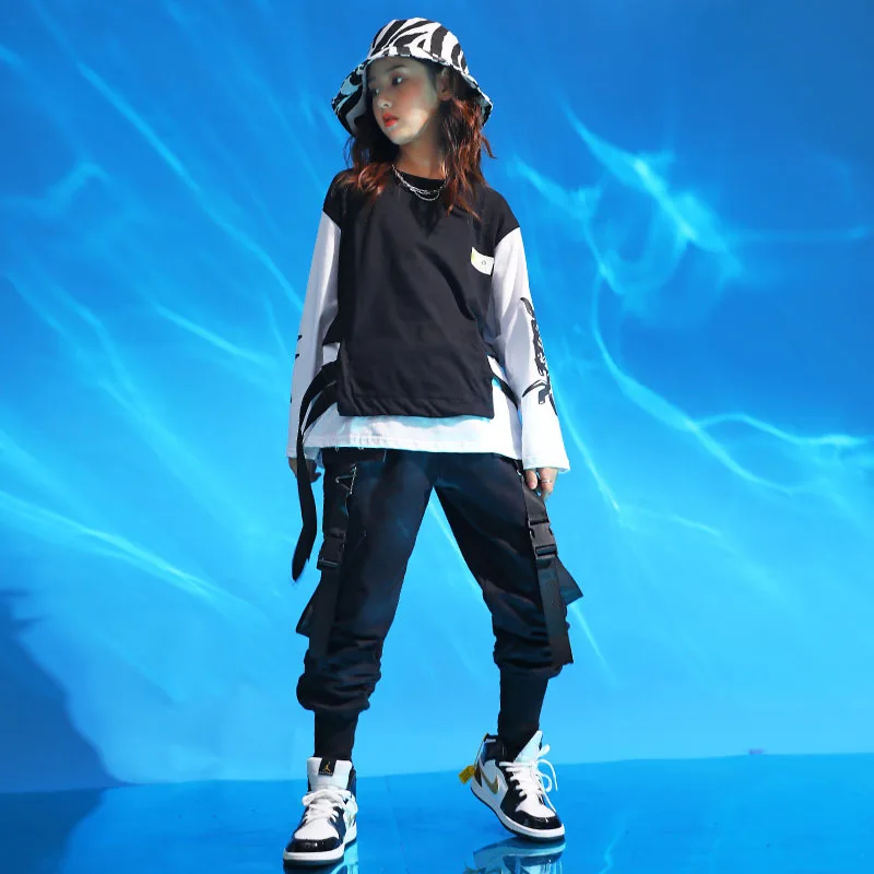 Детская классная черная одежда в стиле хип-хоп уличная Джоггеры Харадзюку