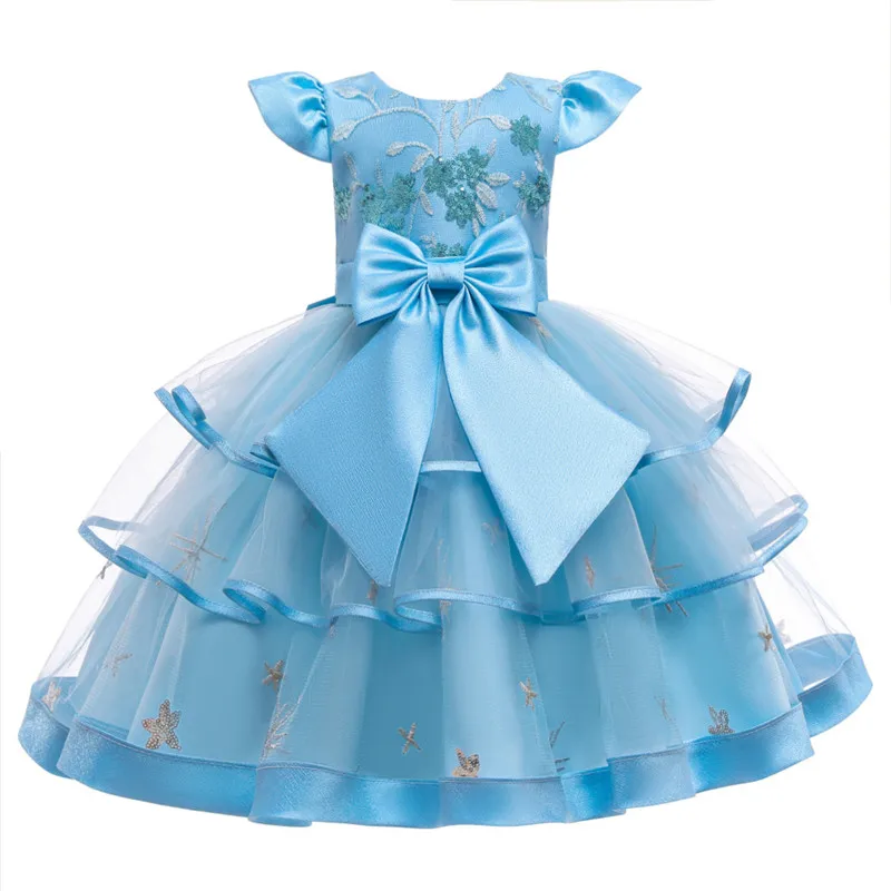 

2021 Summer Girls Dress Embroidery Princess Clothes Kids Wedding Dresses For Girls Party Dress Ball Gown Children Clothing 8-10Y