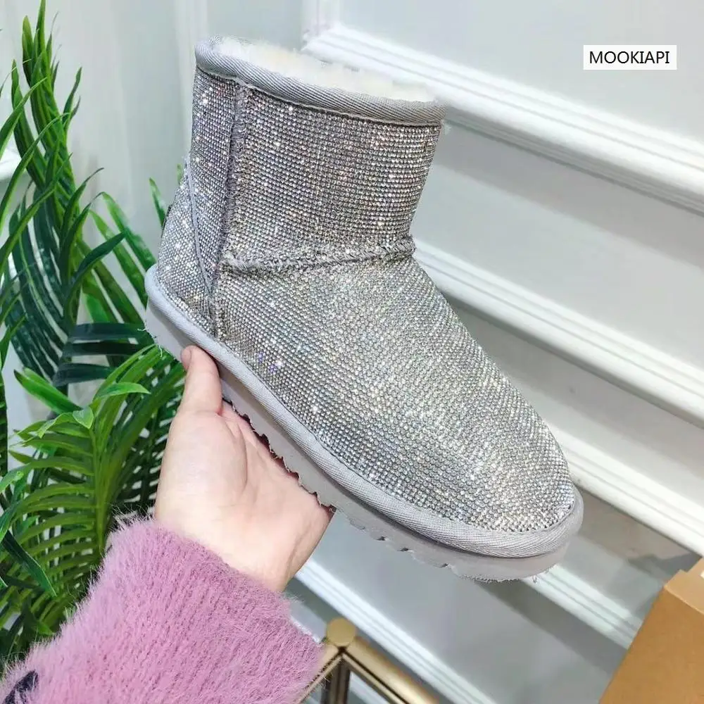 2019 высококачественные женские сапоги из натуральной овчины Натуральная шерсть