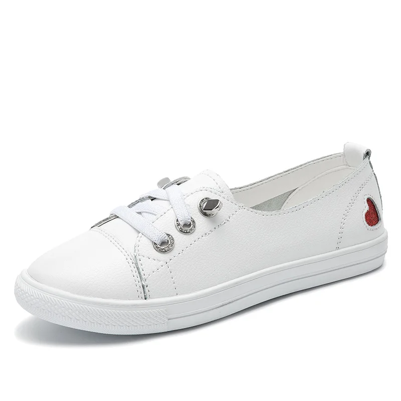 7096 White TKN/Осенняя Белая обувь; женская кожаная обувь на плоской подошве; Женская Удобная белая обувь на шнуровке; повседневные женские кроссовки - Цвет: 7096 White