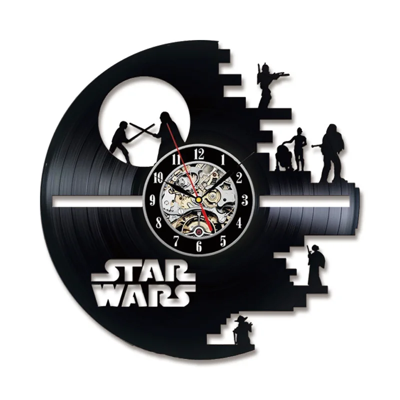 3D Виниловые настенные часы Star Wars Record LP полые в виде компакт диска Декор для дома