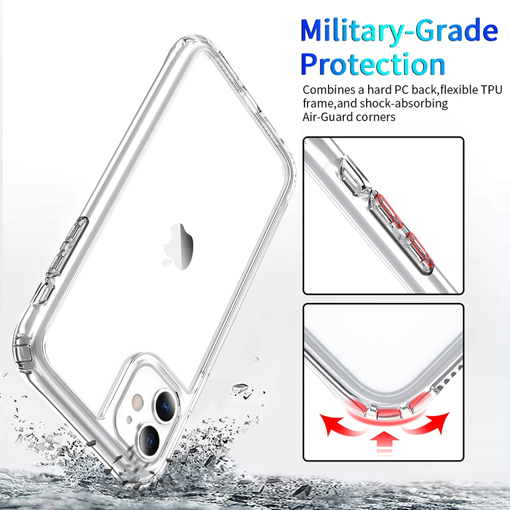Прозрачный Гибридный акриловый чехол для iPhone 11 Pro Max 12 Mini 11Pro XS X XR 8 7 Plus SE 2020 8Plus