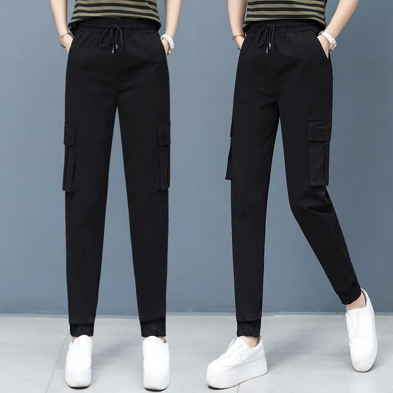 

Workwear pants women's loose, thin, high-waist, stretch-beam pants, all-match outdoor sports plus size casual trousers