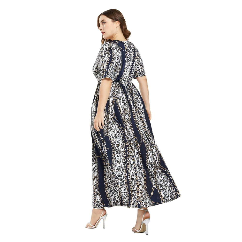 

Ethnic Bohemian Print Short Sleeve Long Maxi Dress Women Abaya Cocktail Party Caftan Holiday Boho Beach Sundress Female Summer