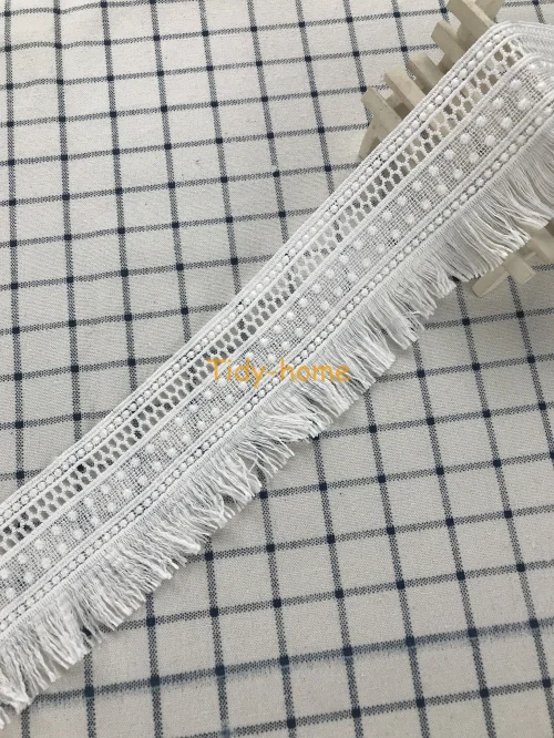 1 Yard Delicate Milk Fiber Tassels Embroidery White Edging Lace Clothes DIY Accessory Fabric Sewing Supplies 7cm Width |