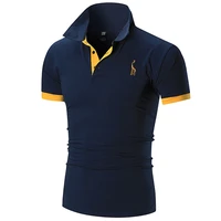 2022 launch new product trend mens must have european ruler lapel embroidered deer polo shirt casual business thin t shirt
