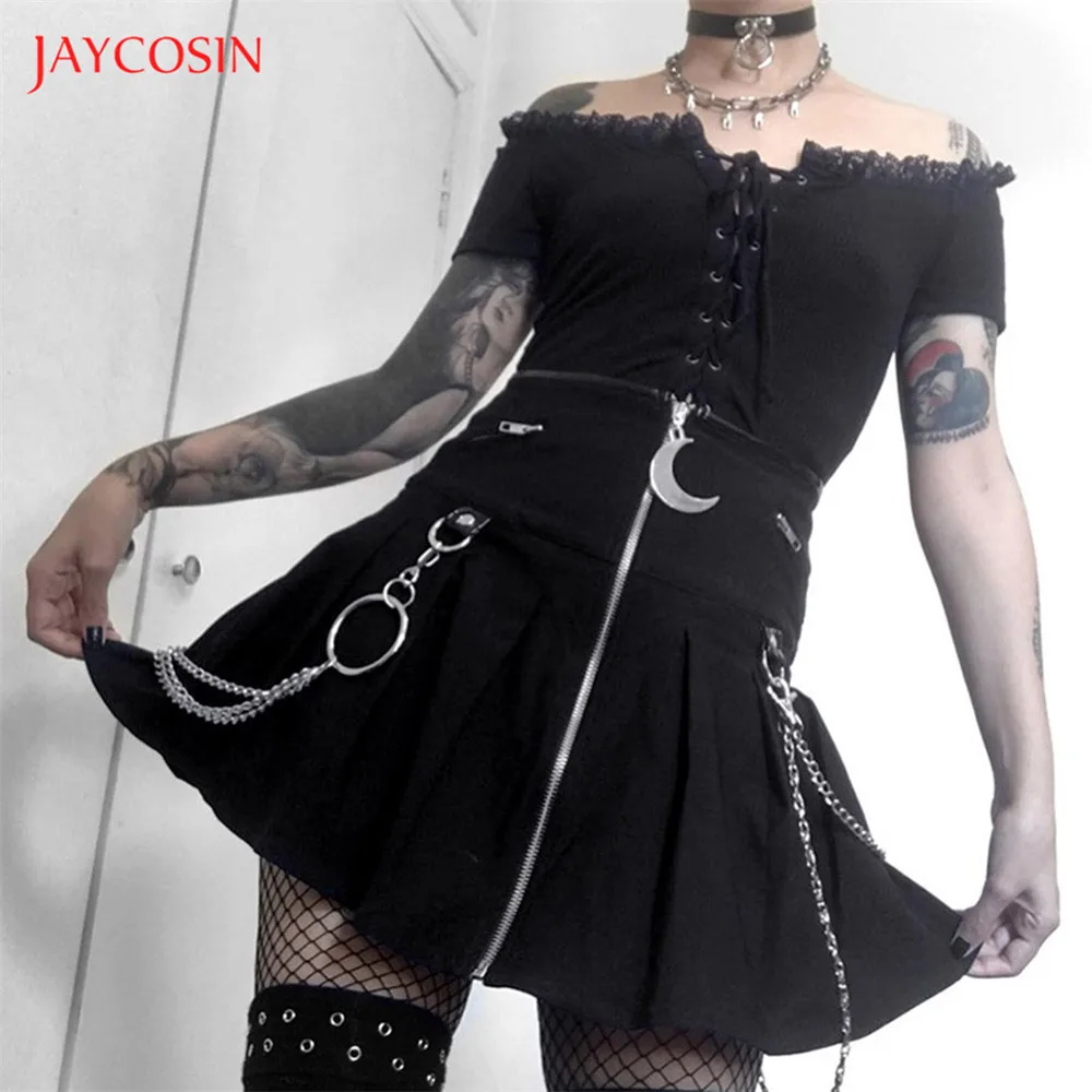 Модная женская готическая мини юбка Jaycosin 2020 плиссированная для ночного клуба